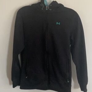 Under Armour Black Hoodie with Teal Logo
